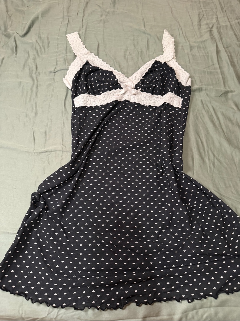 🖤 Sweet Heart Print Lace Babydoll Chemise 🖤